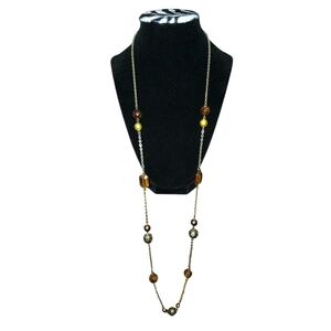 Vintage New York & Co. Gold and Brown Beaded Necklace
